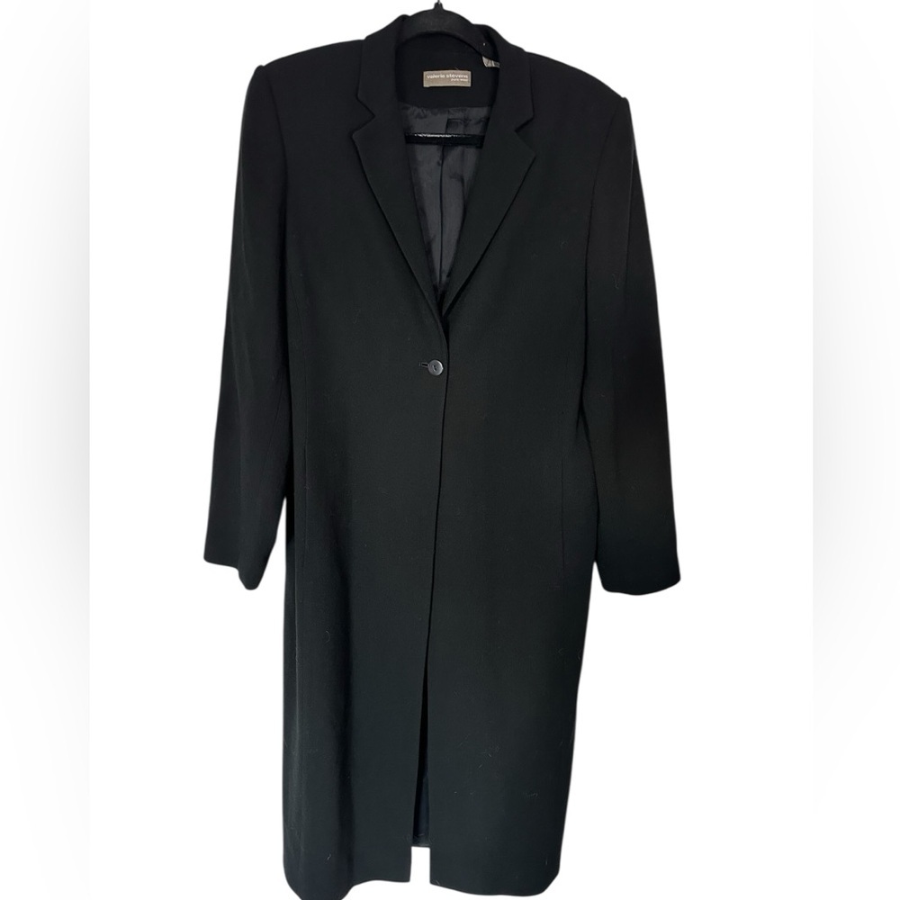 A414 BEAUTIFUL Full length black wool coat Vintage Valerie Steven’s